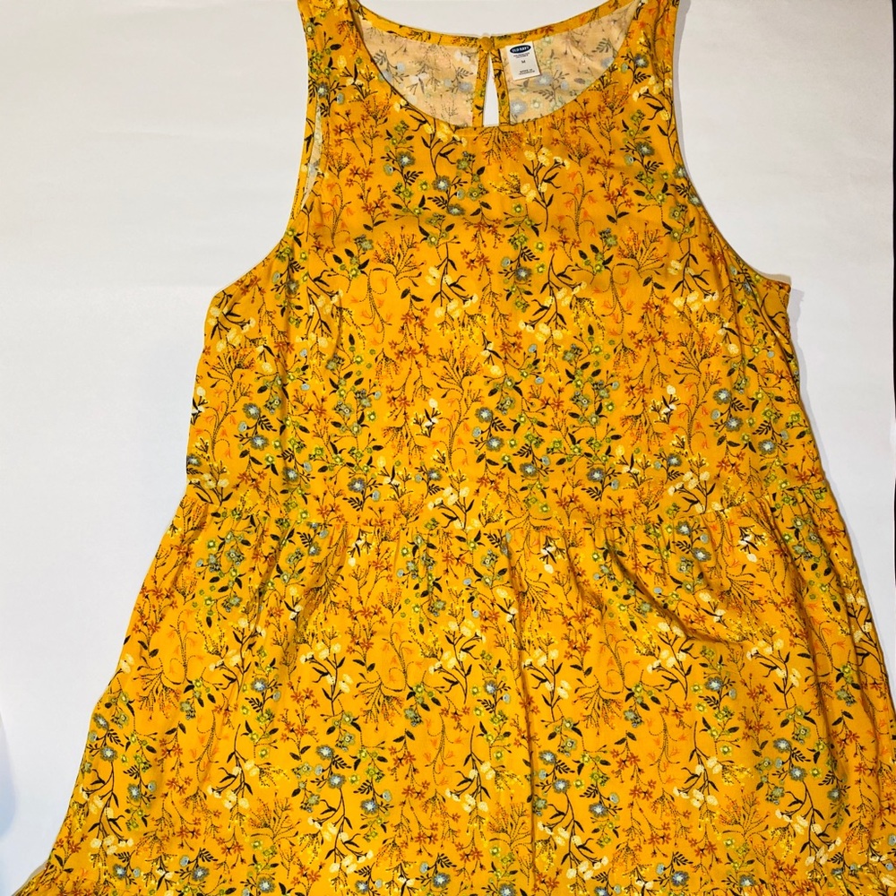 Three tiered, yellow, wildflower sun dress